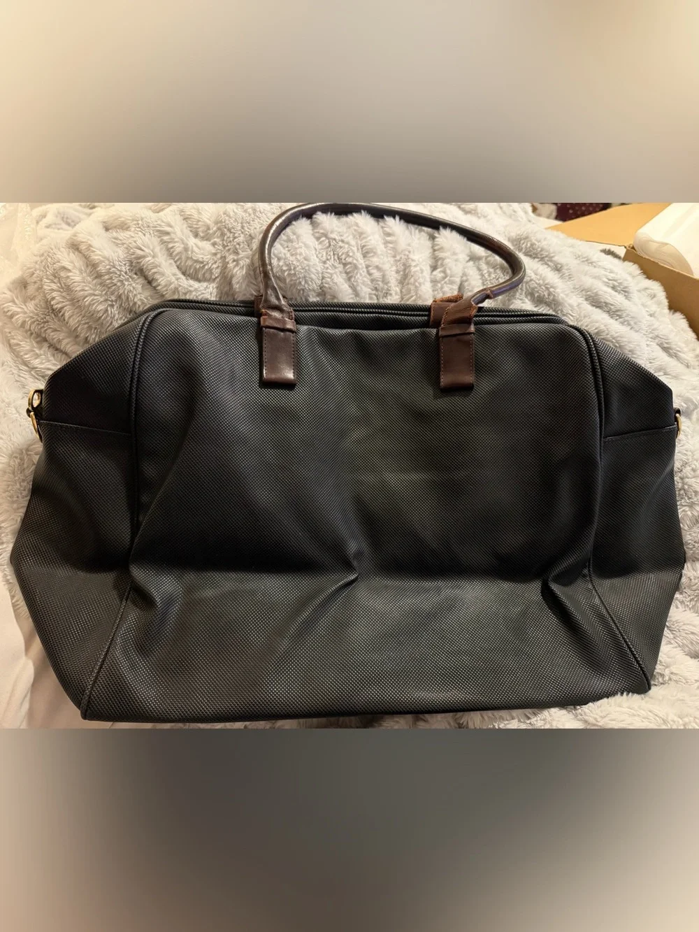 Bottega Veneta Black Weekender Bag with Brown Leather Handles